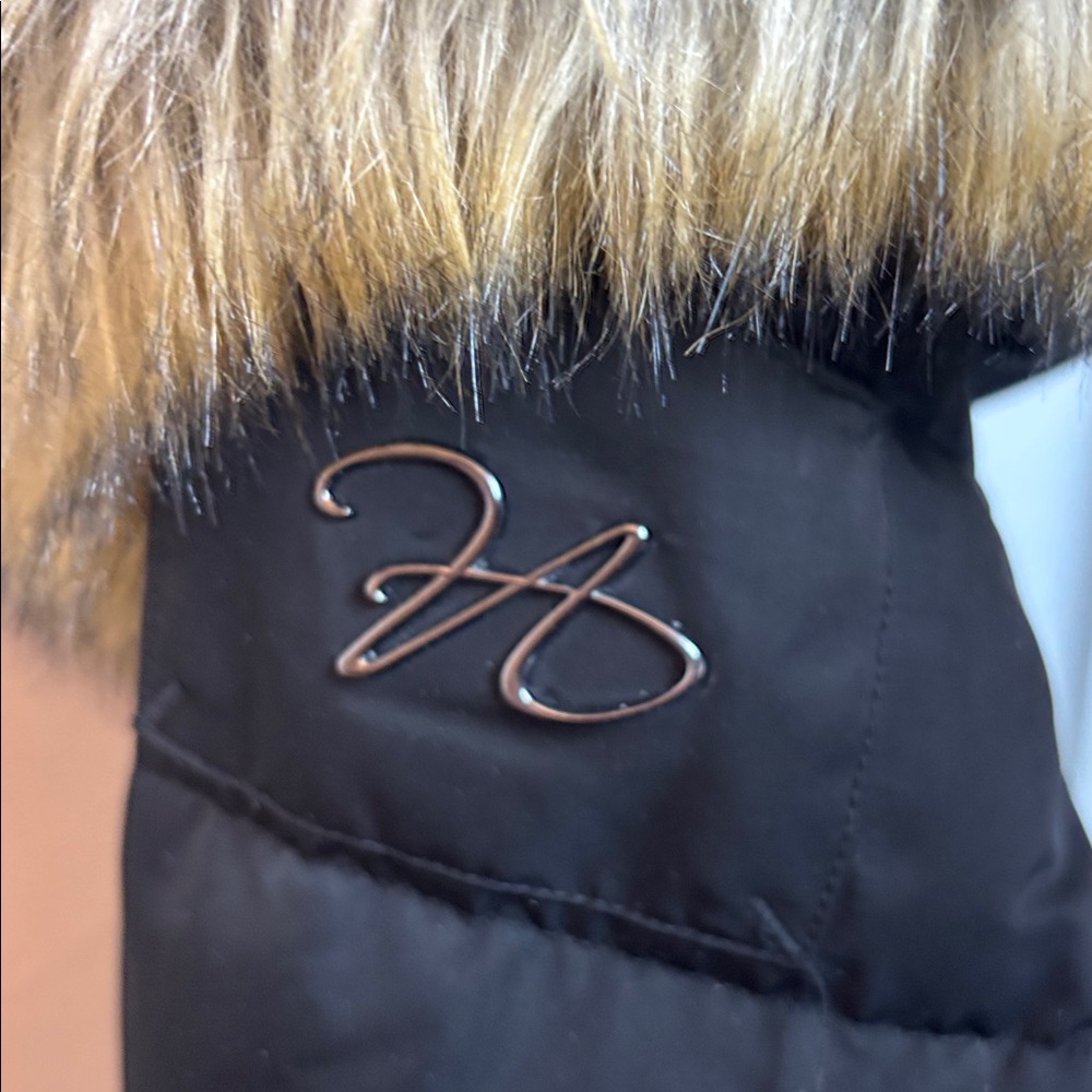 North Aware Women's Large Black Smart Winter Parka Faux Fur-Trimmed Hooded - Picture 9 of 14